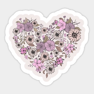 Wildflowers Boho Flowers Heart design Sticker